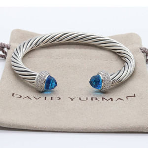 David Yurman Silver 7mm Cable Diamond Bracelet